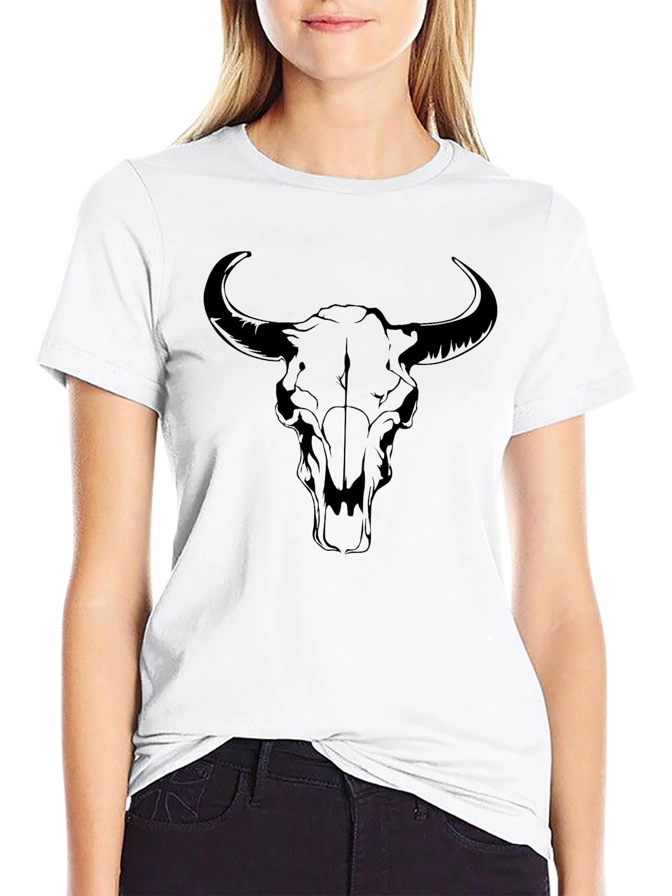 Black Bull Skull Graphic Tee