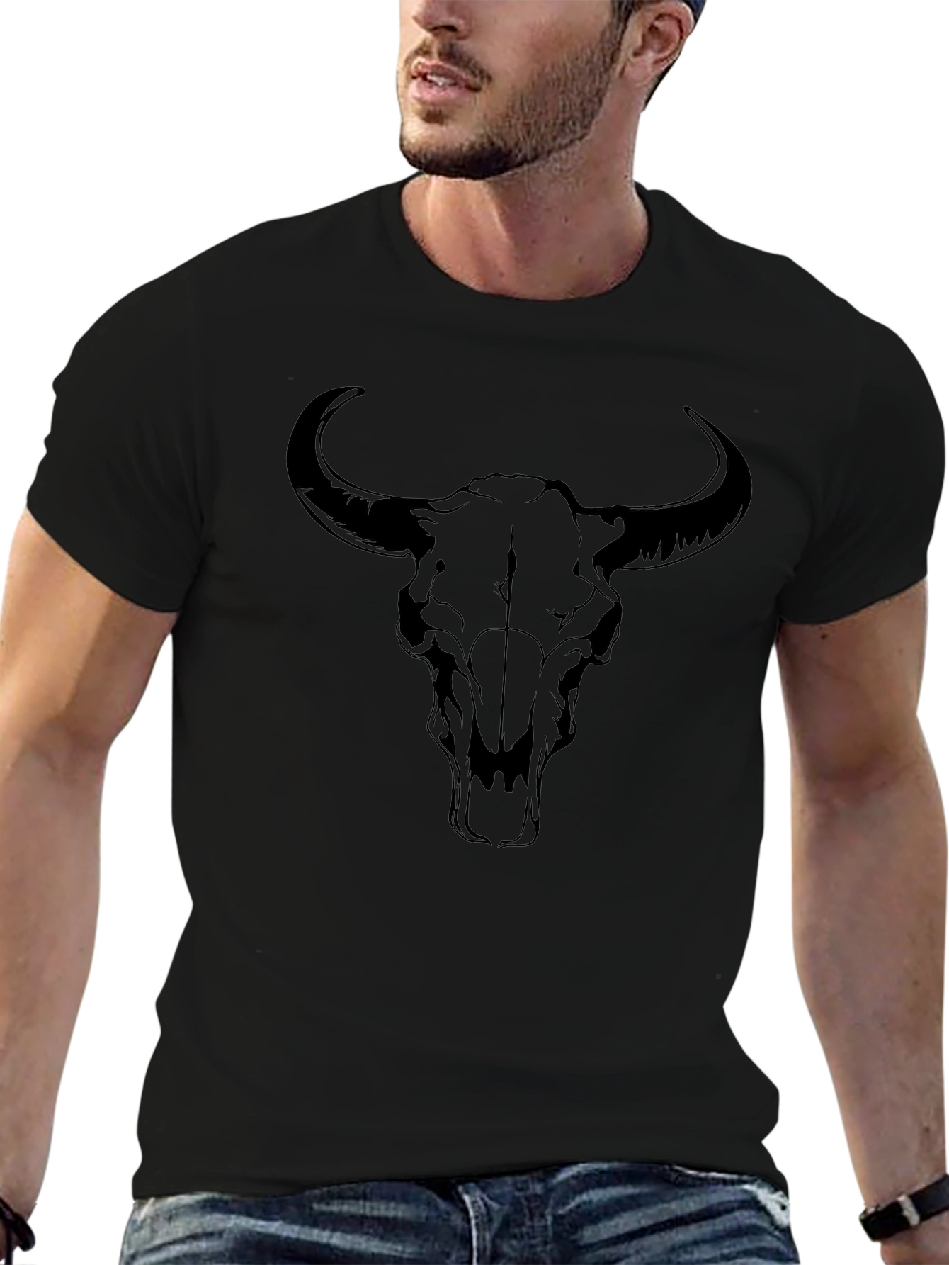 Black Bull Skull Graphic Tee