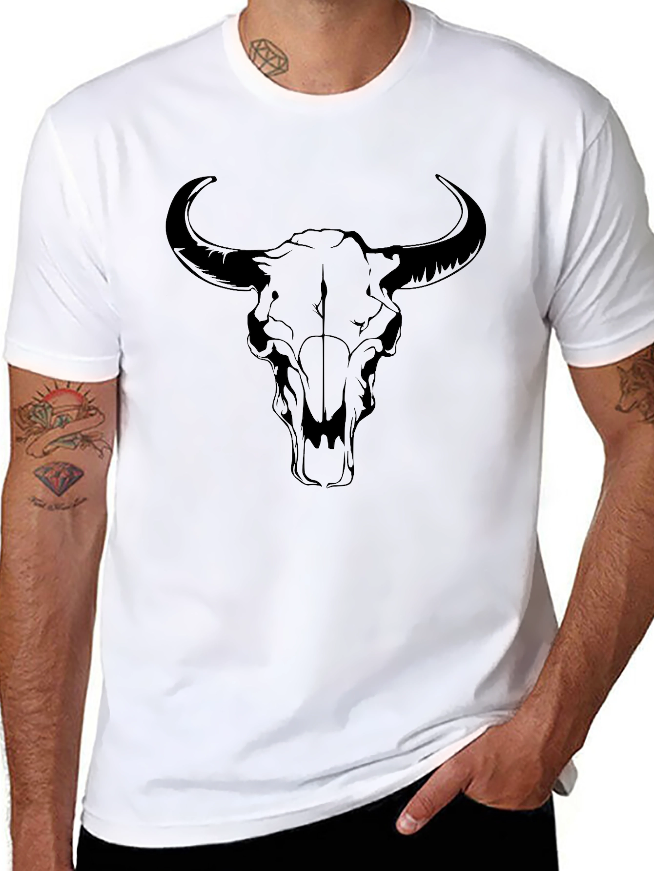 Black Bull Skull Graphic Tee