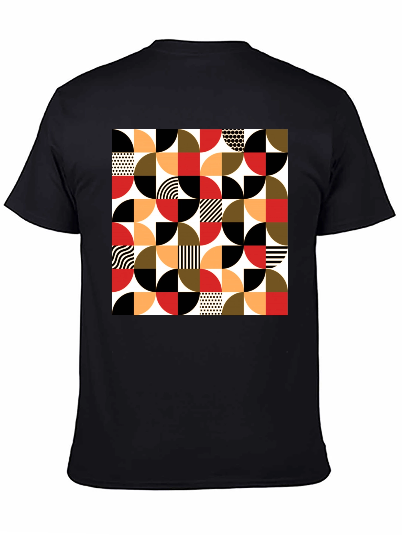 Geometric Patterned Black T-Shirt