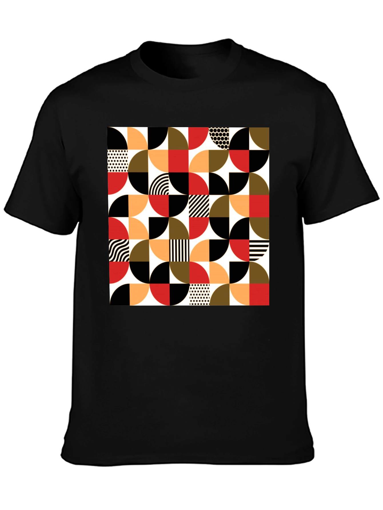 Geometric Patterned Black T-Shirt