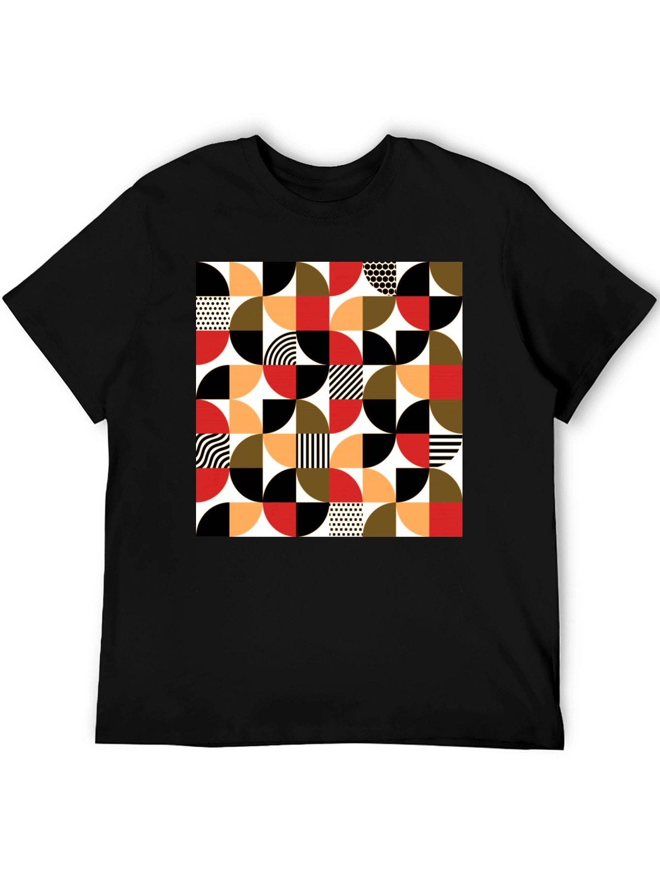 Geometric Patterned Black T-Shirt