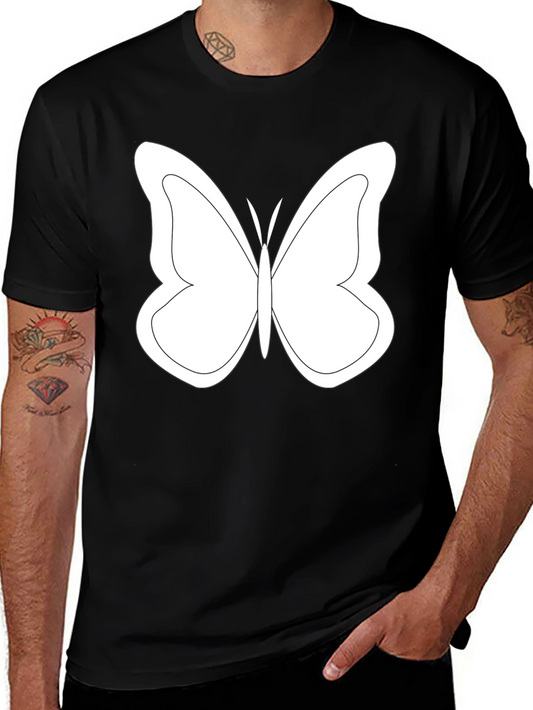 Black T-Shirt with White Butterfly Graphic