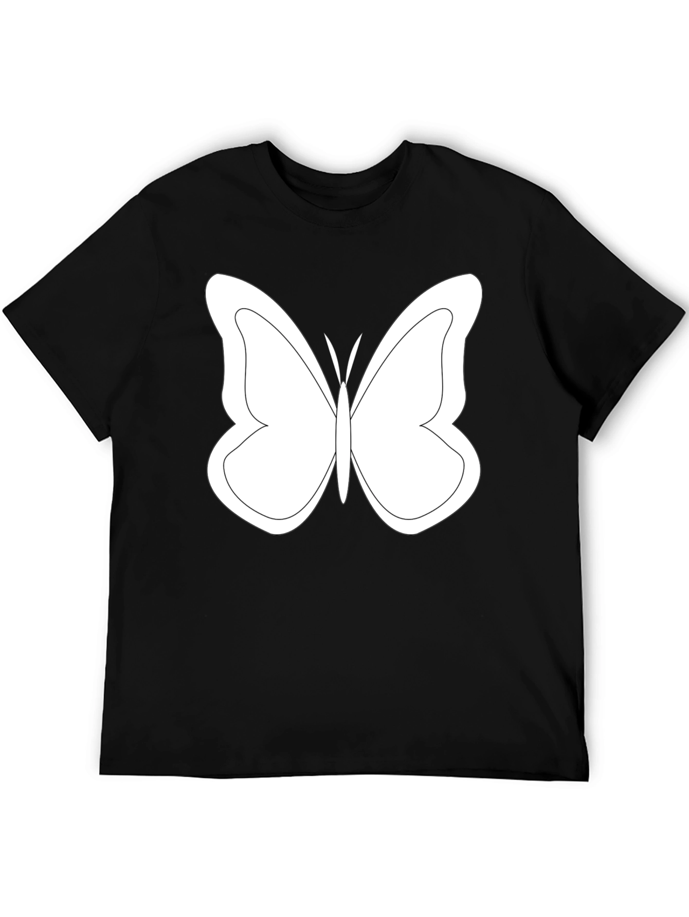 Black T-Shirt with White Butterfly Graphic