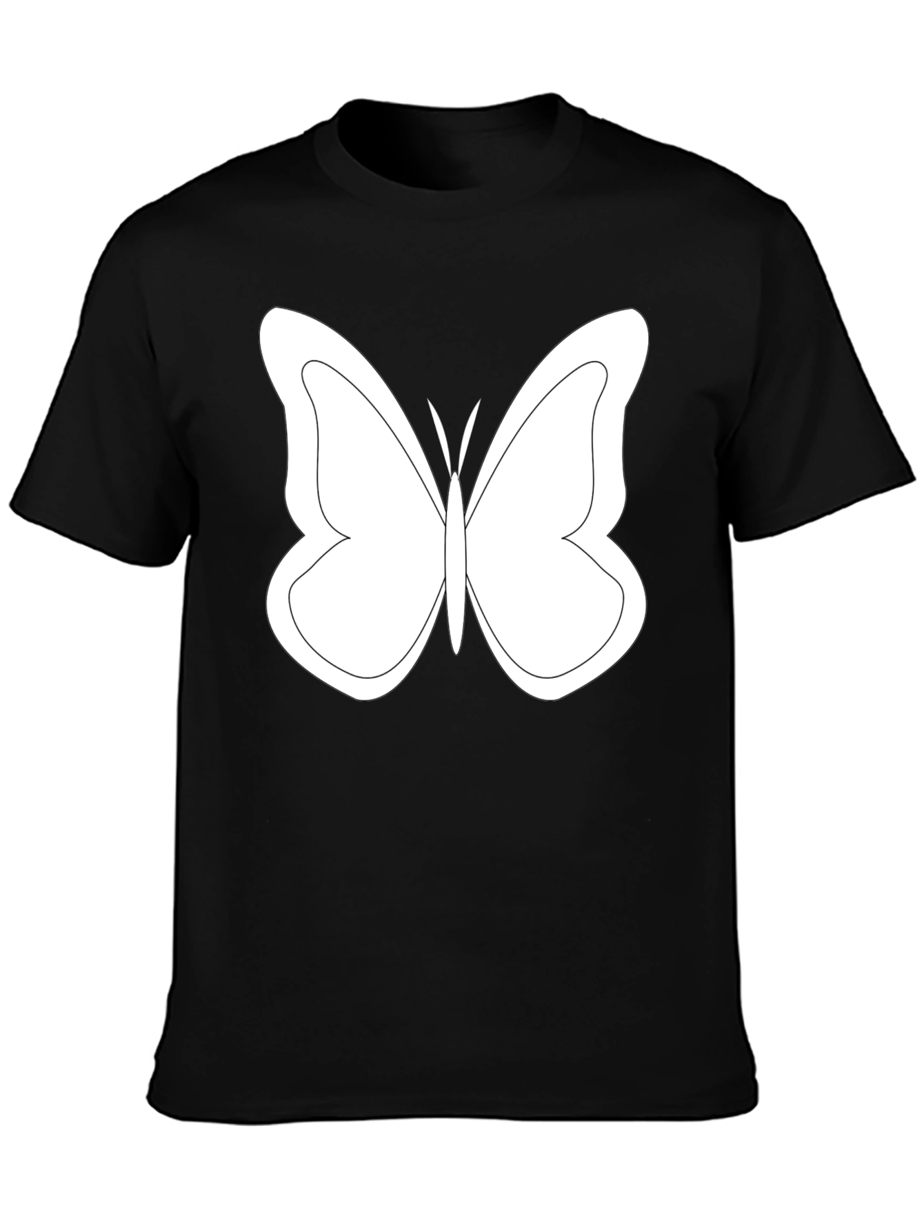 Black T-Shirt with White Butterfly Graphic