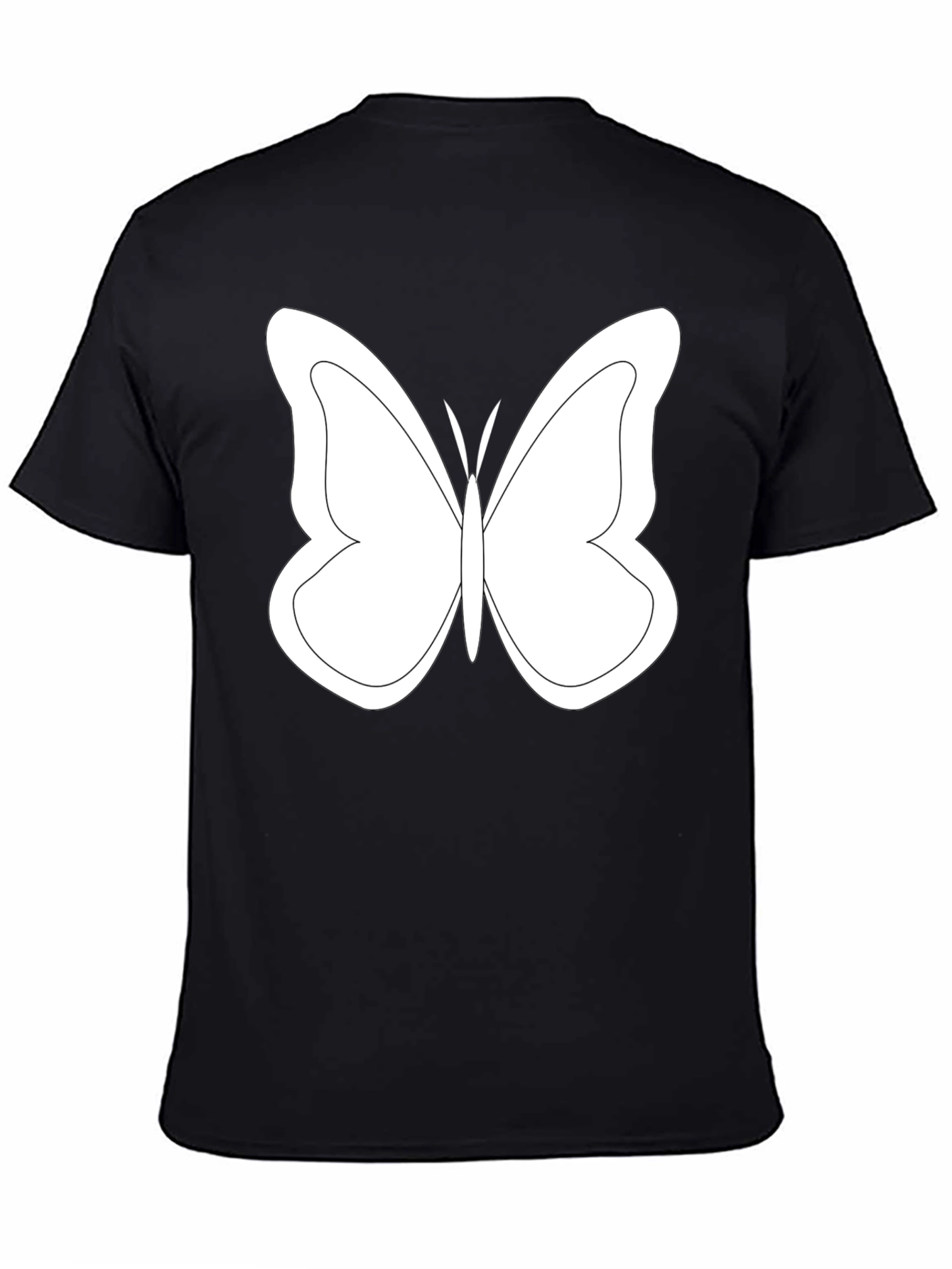 Black T-Shirt with White Butterfly Graphic
