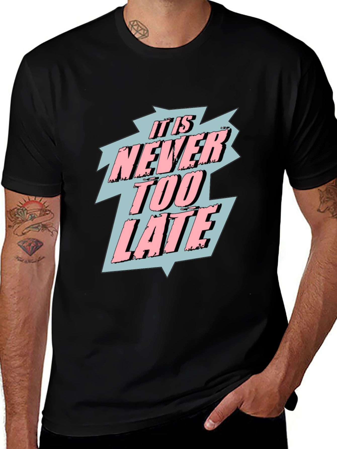 It Is Never Too Late Graphic T-Shirt - Black