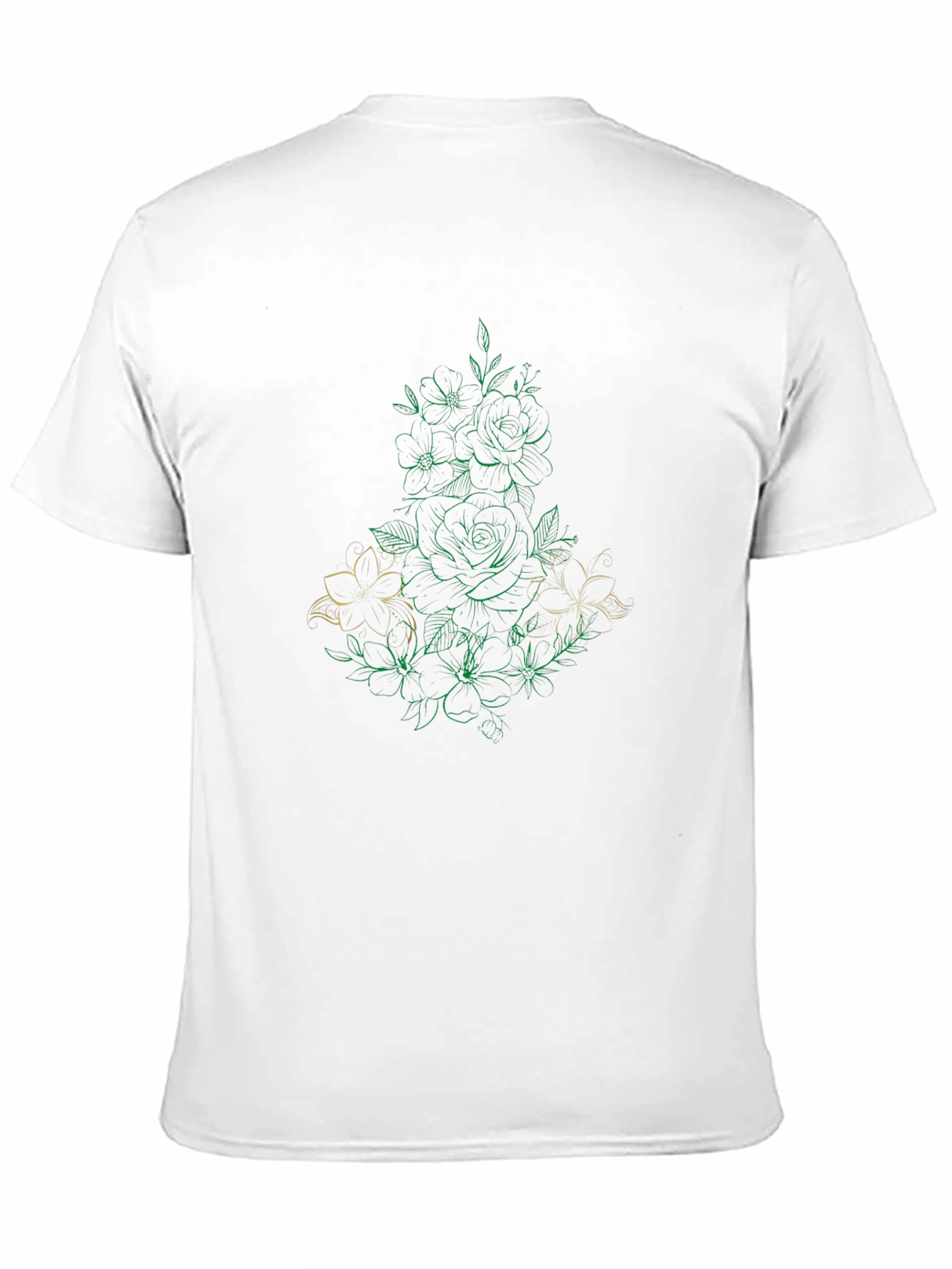Floral Line Art Black T-Shirt