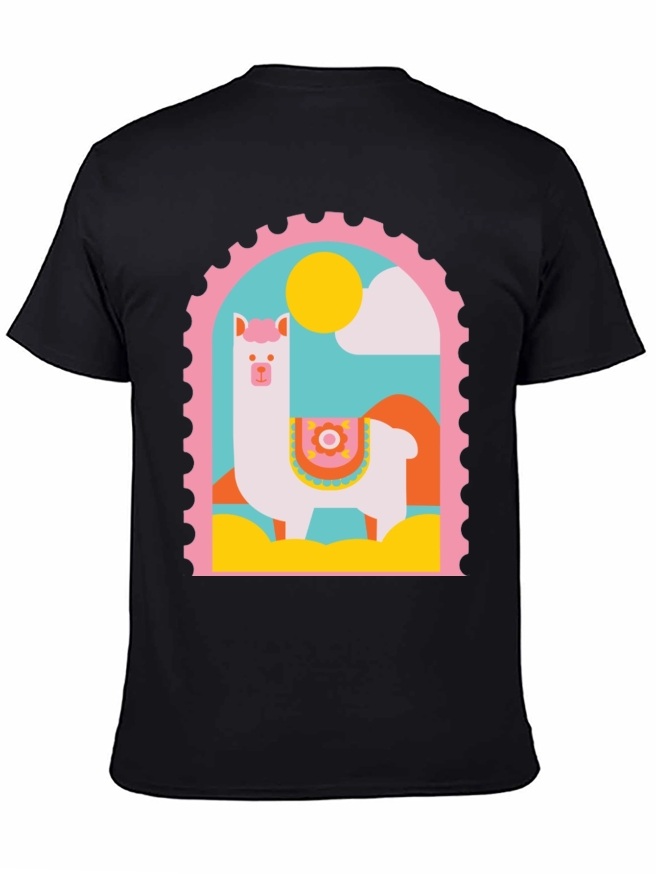 Llama Stamp Graphic Tee - Trendy Casual Top