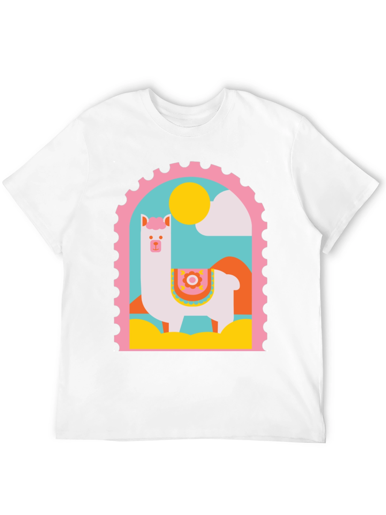 Llama Stamp Graphic Tee - Trendy Casual Top