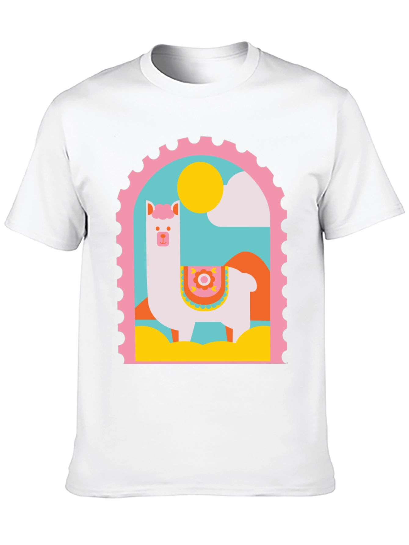 Llama Stamp Graphic Tee - Trendy Casual Top