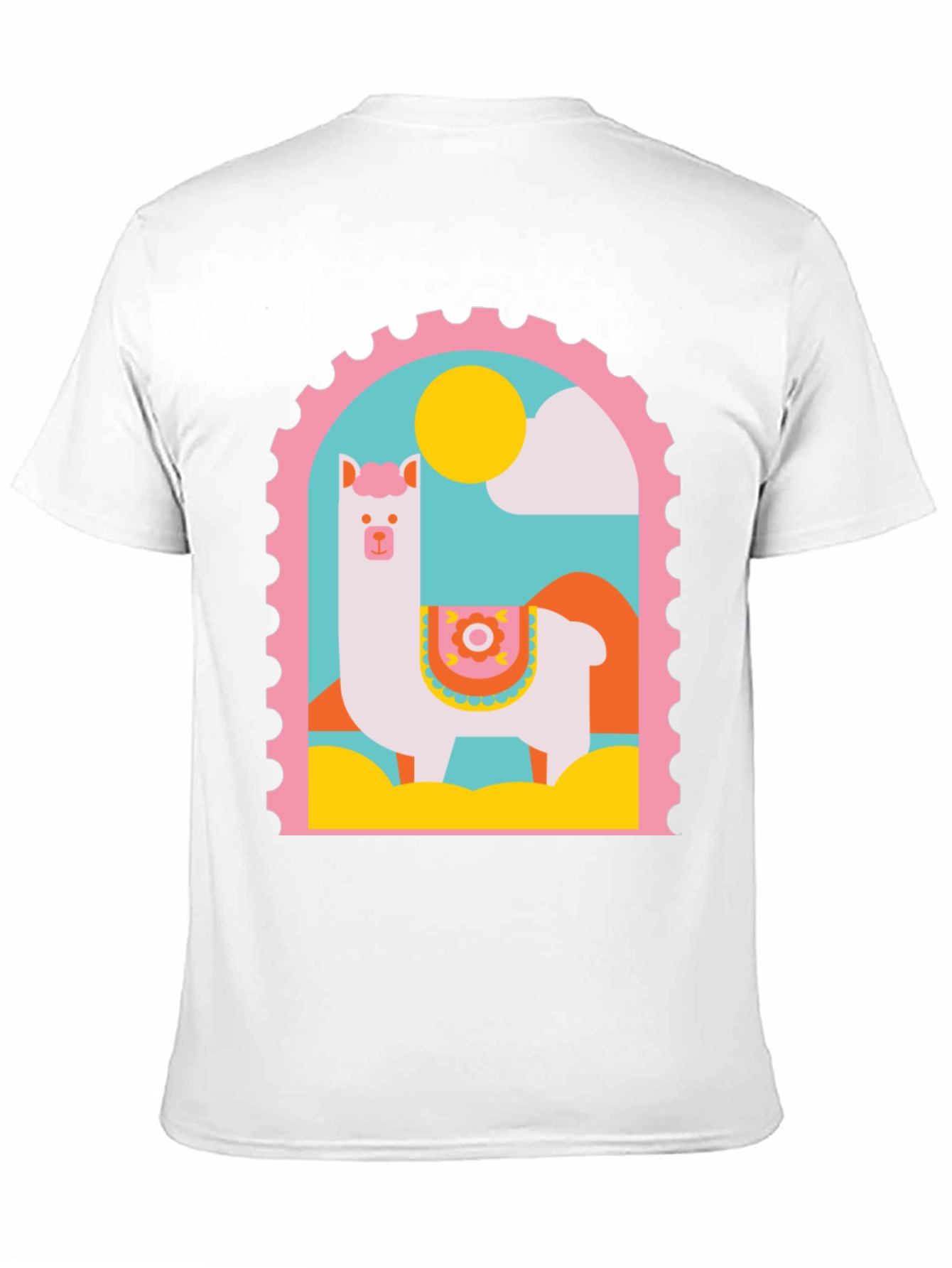 Llama Stamp Graphic Tee - Trendy Casual Top