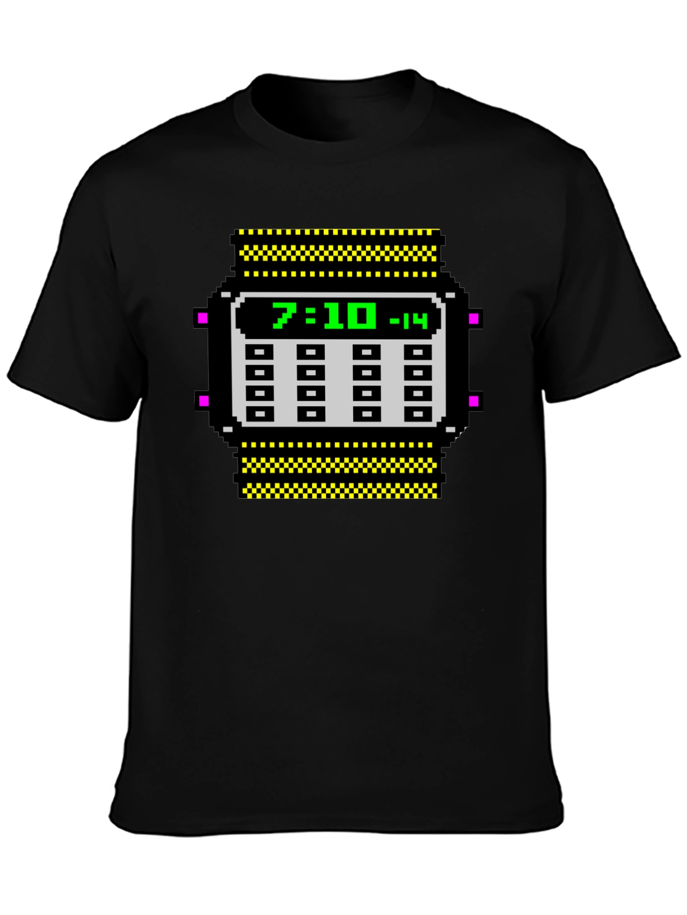 Retro Pixel Watch T-Shirt - Geeky Timepiece Design