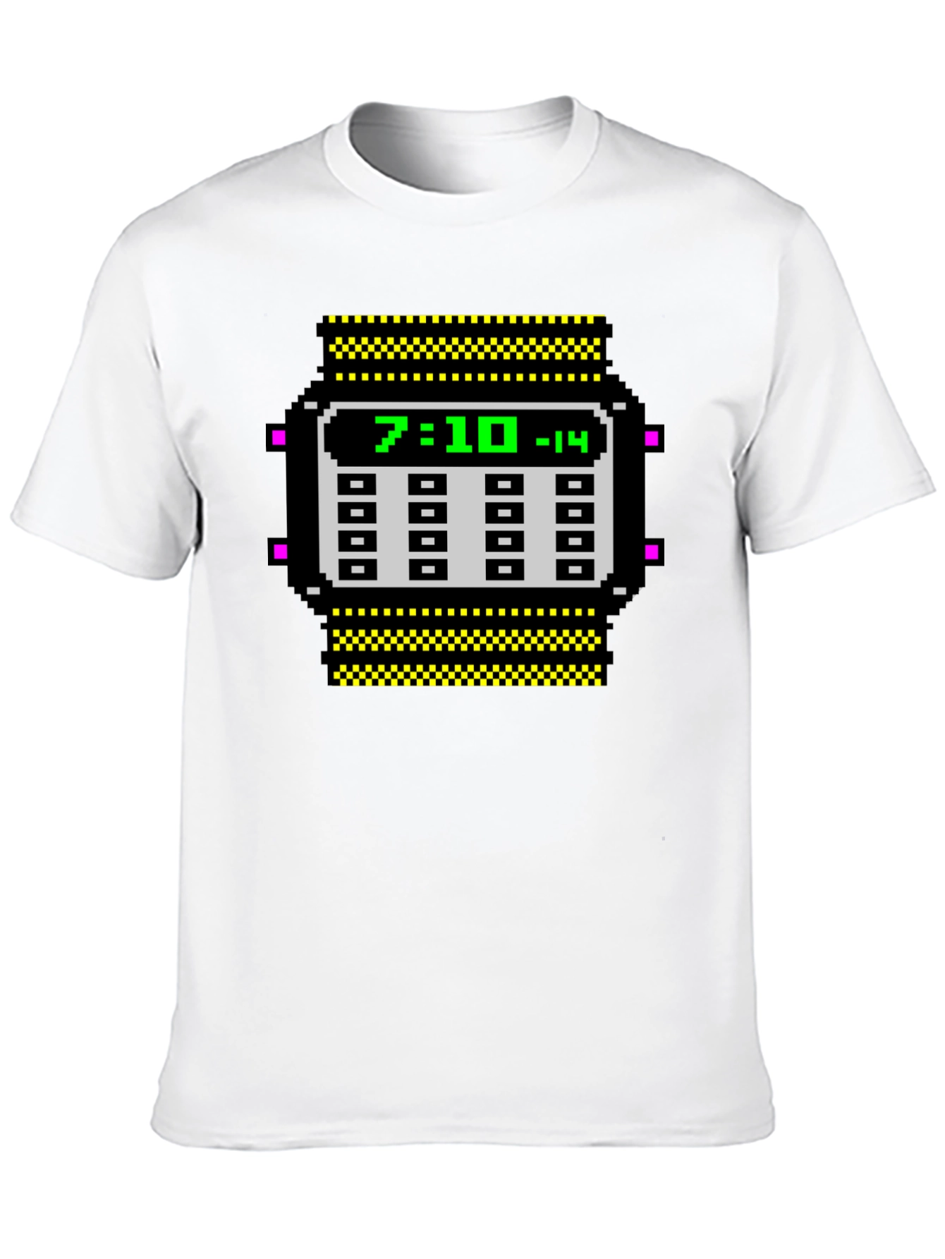 Retro Pixel Watch T-Shirt - Geeky Timepiece Design