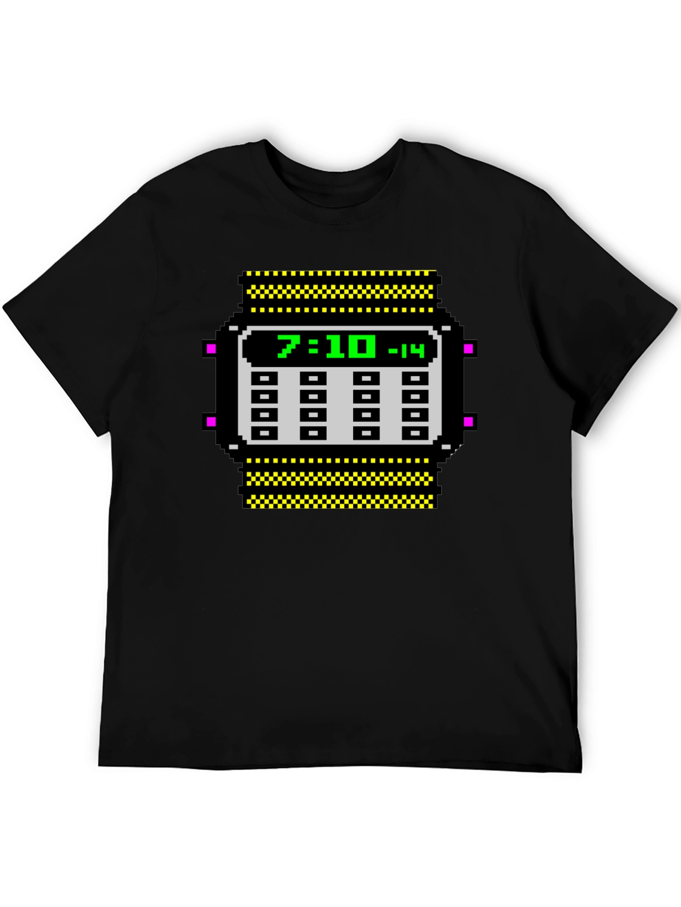 Retro Pixel Watch T-Shirt - Geeky Timepiece Design