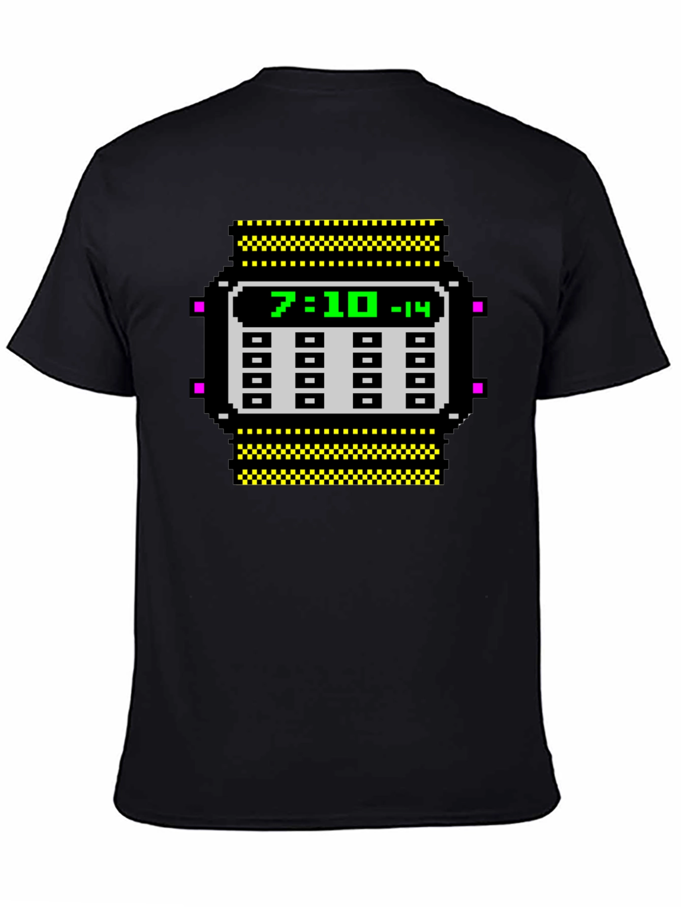 Retro Pixel Watch T-Shirt - Geeky Timepiece Design