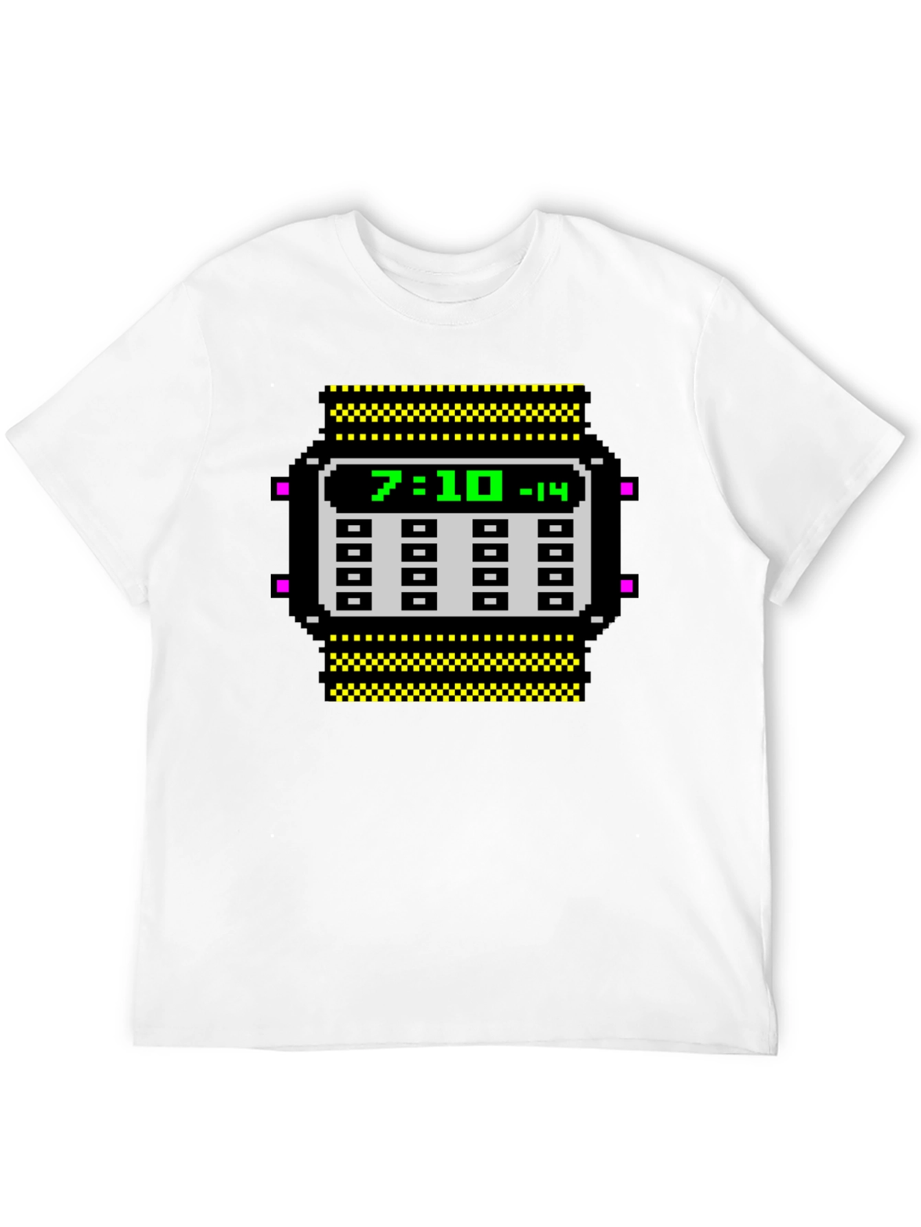 Retro Pixel Watch T-Shirt - Geeky Timepiece Design