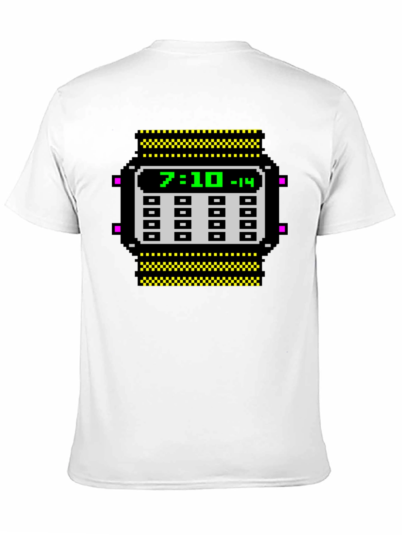 Retro Pixel Watch T-Shirt - Geeky Timepiece Design