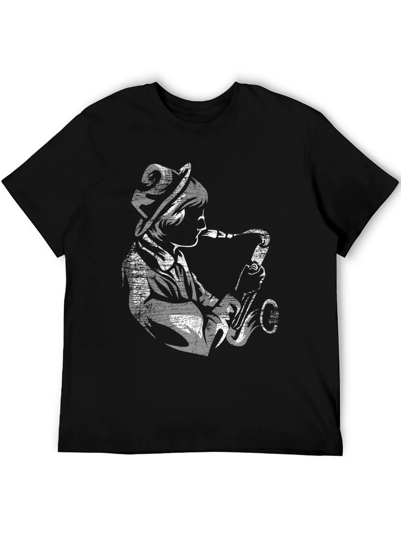Jazz Saxophone Player Graphic T-Shirt - Black