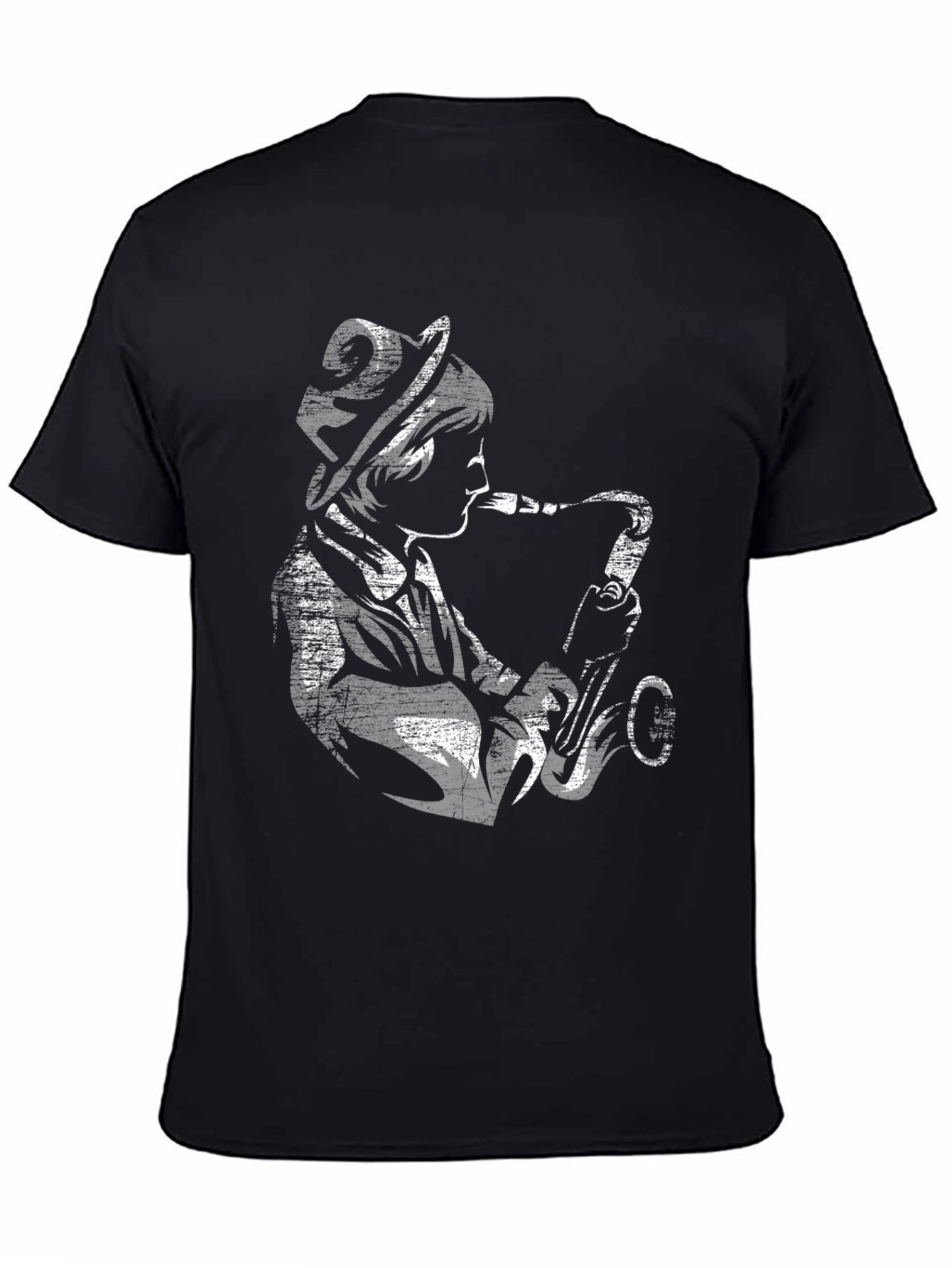 Jazz Saxophone Player Graphic T-Shirt - Black
