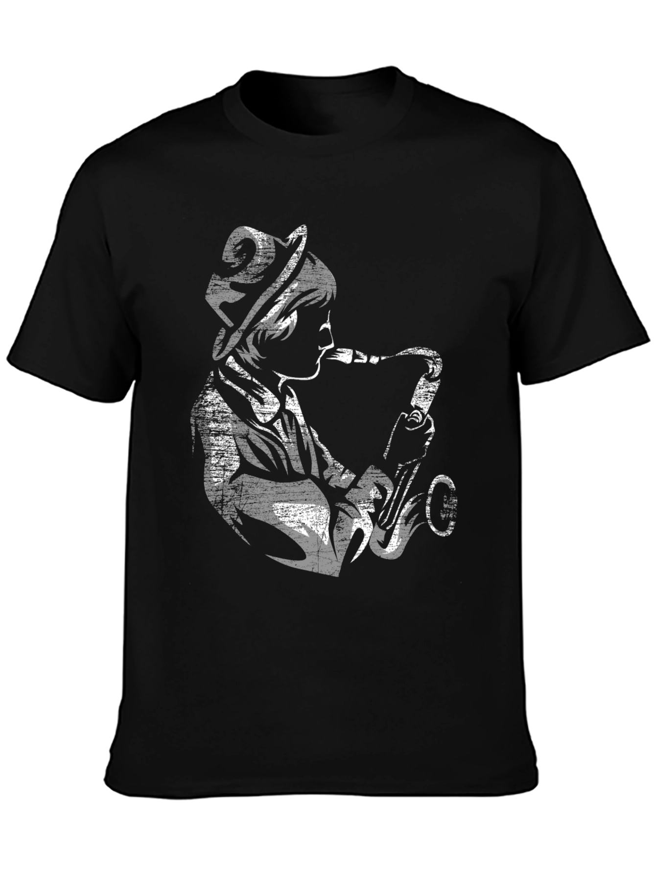 Jazz Saxophone Player Graphic T-Shirt - Black