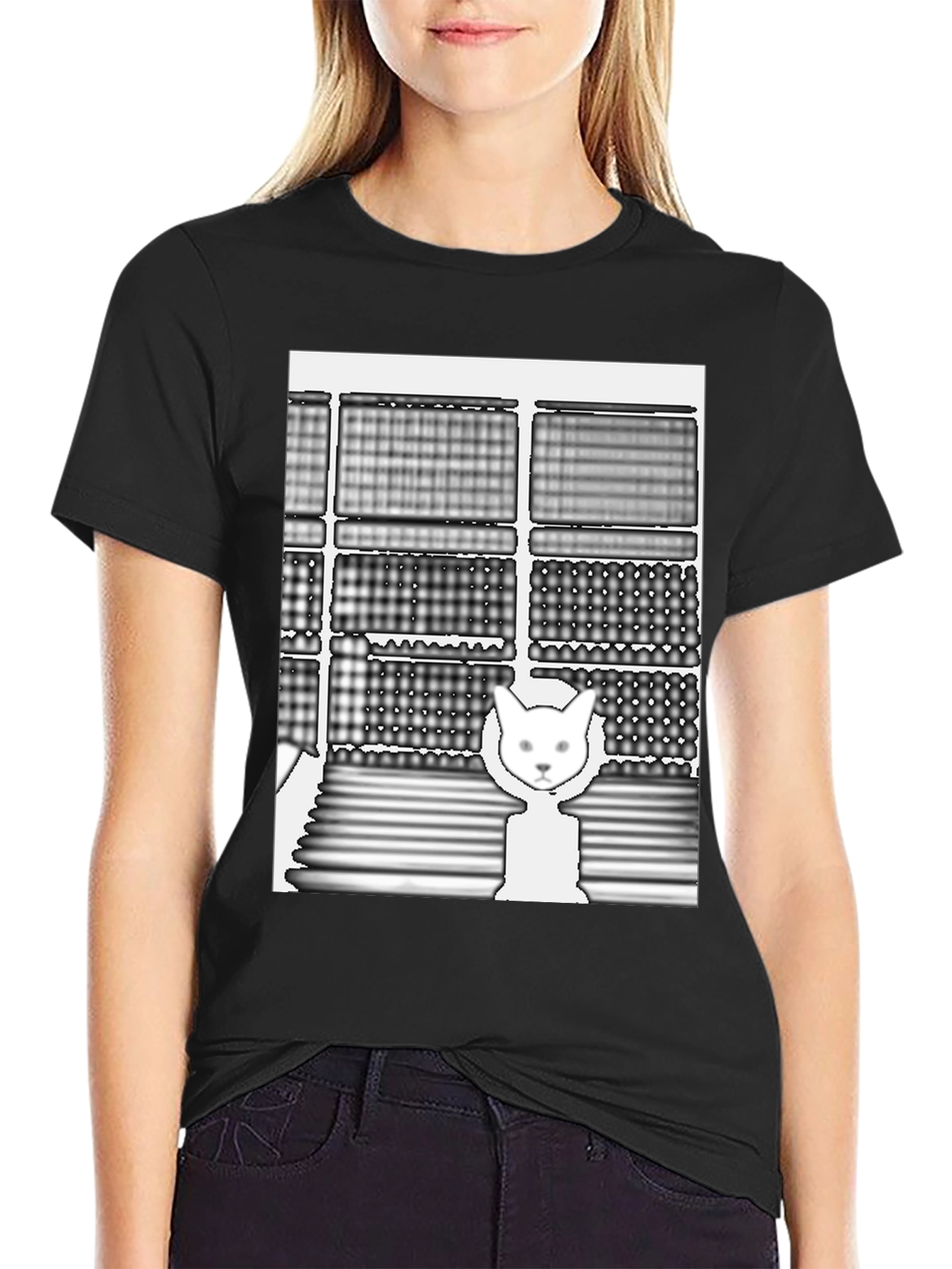 Abstract Cat Graphic Tee - Unique Design