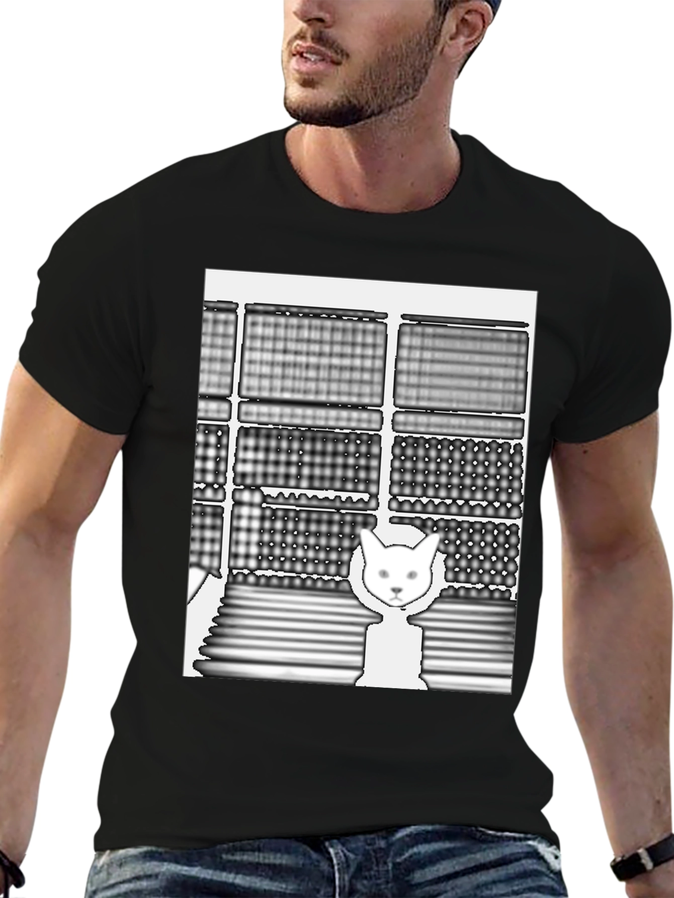 Abstract Cat Graphic Tee - Unique Design