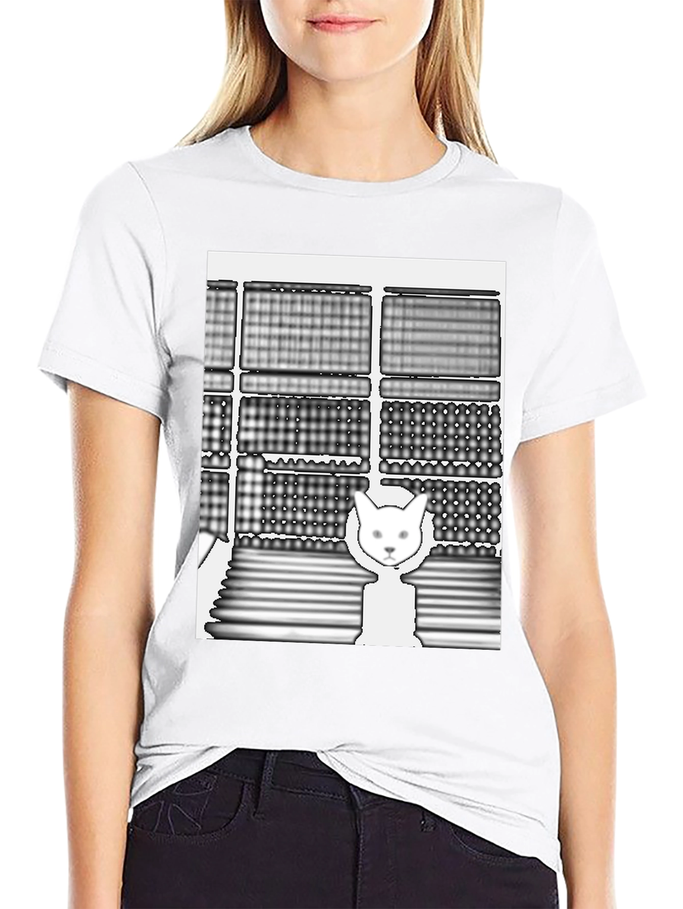Abstract Cat Graphic Tee - Unique Design