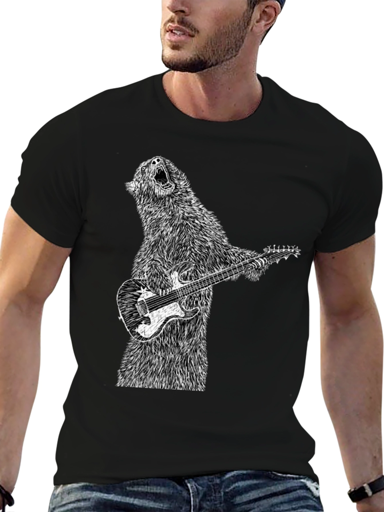 Bear Guitarist Black T-Shirt