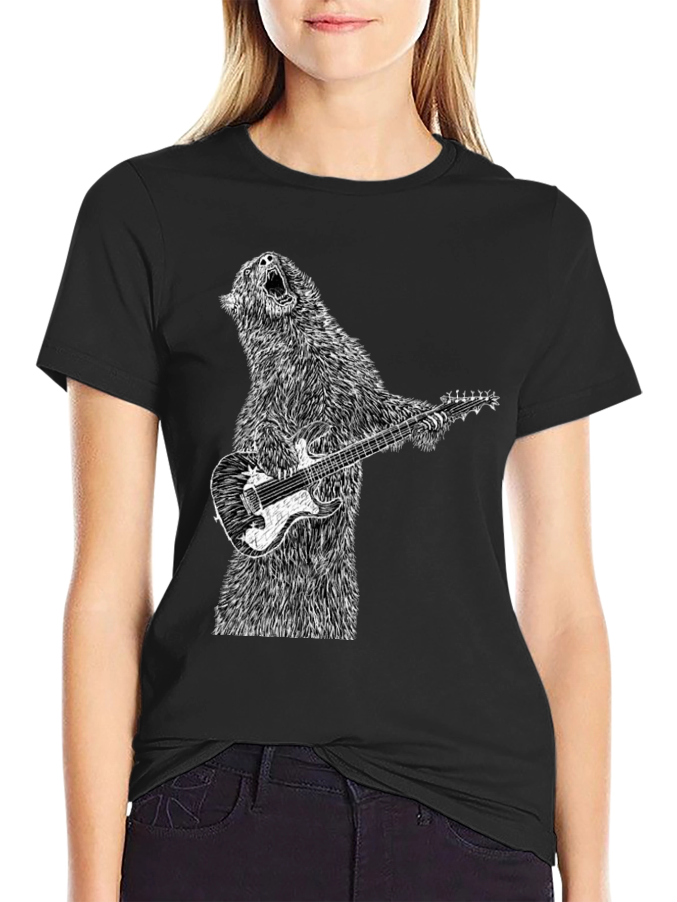 Bear Guitarist Black T-Shirt