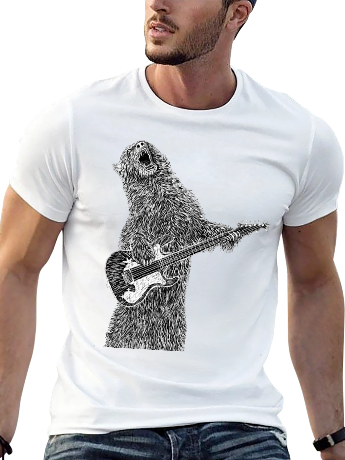 Bear Guitarist Black T-Shirt