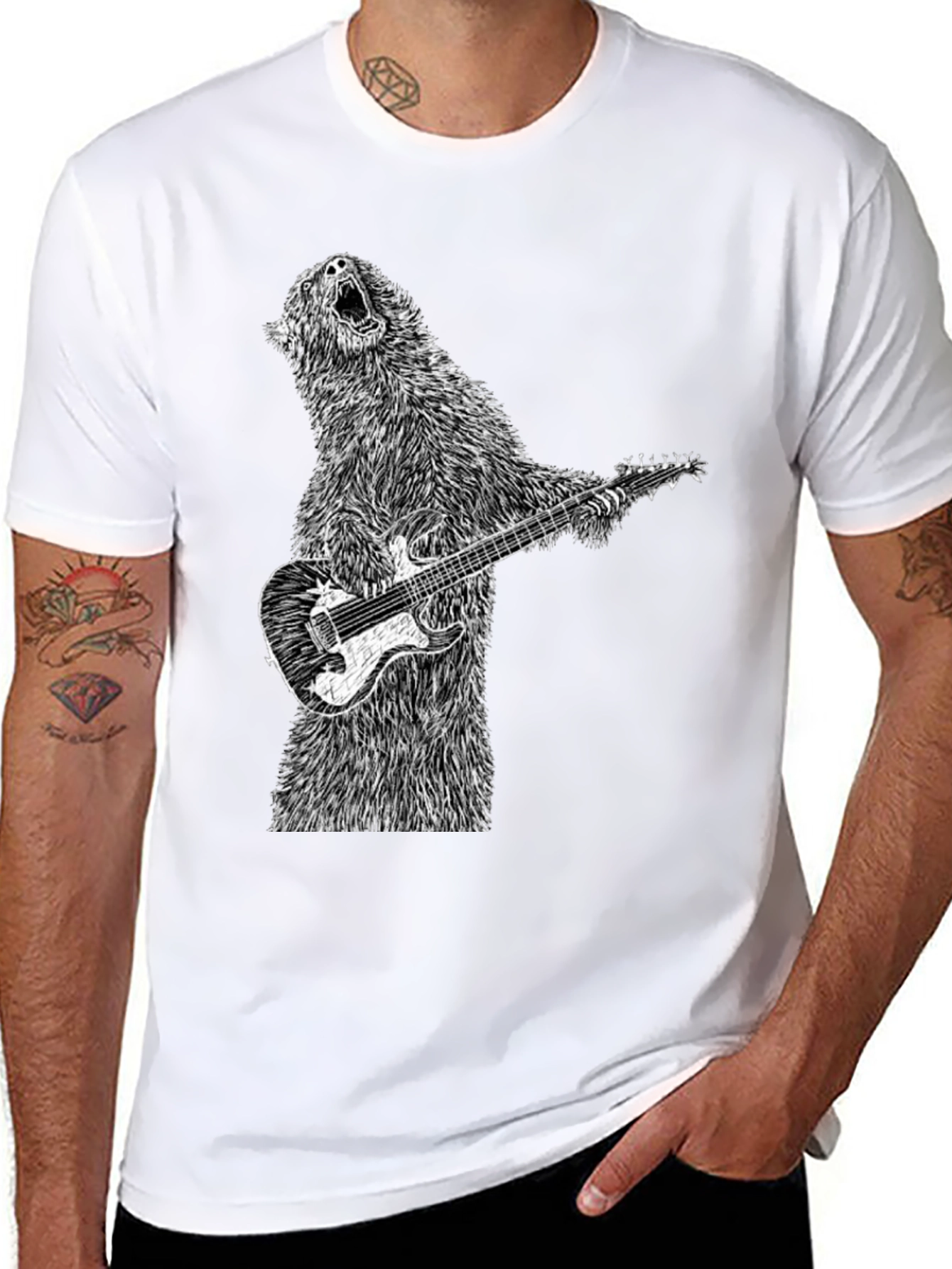 Bear Guitarist Black T-Shirt