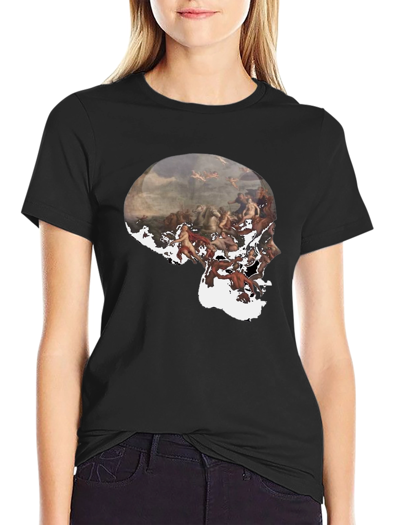 Skull Art Graphic Black T-Shirt