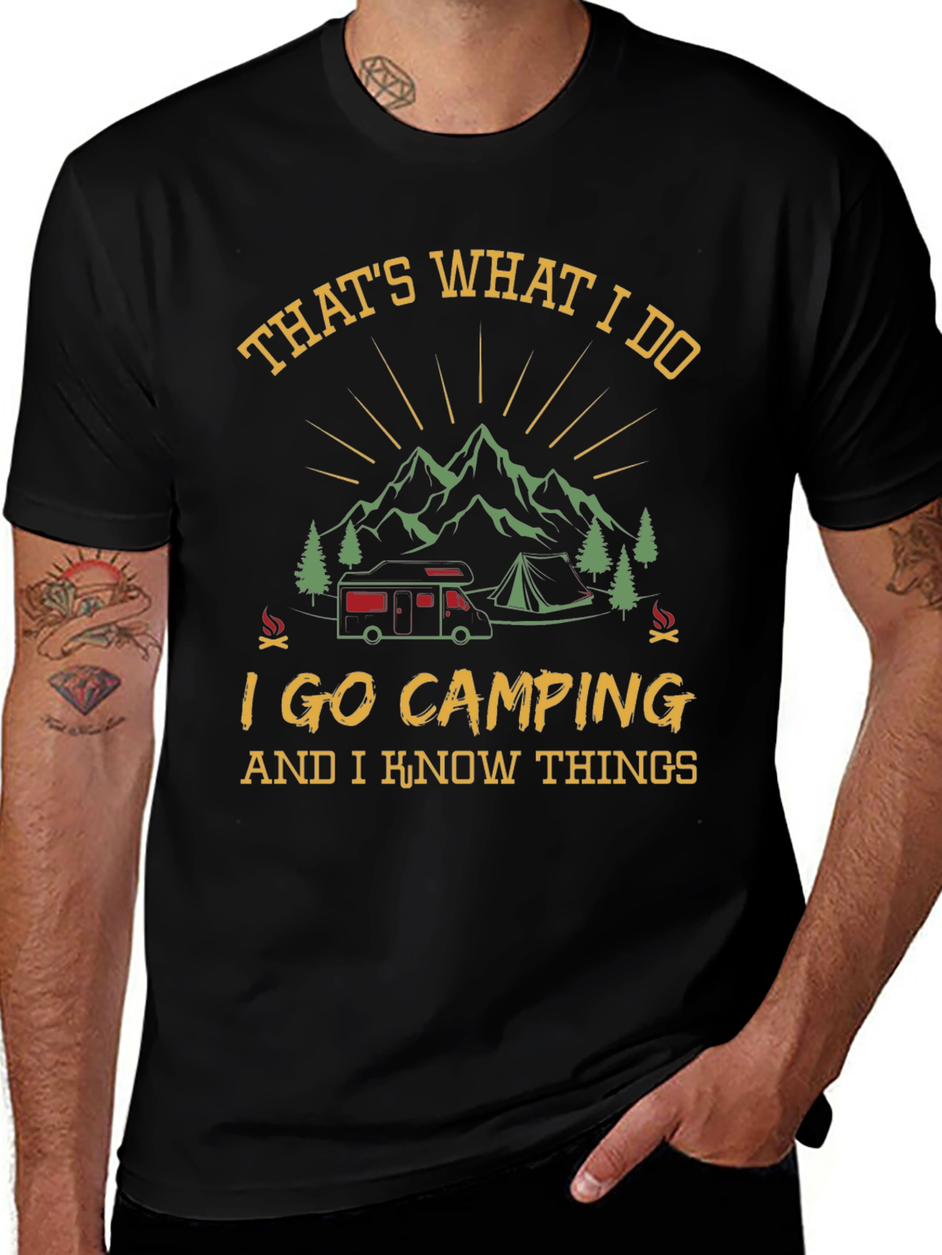 Camping Knowledge Black Graphic T-Shirt