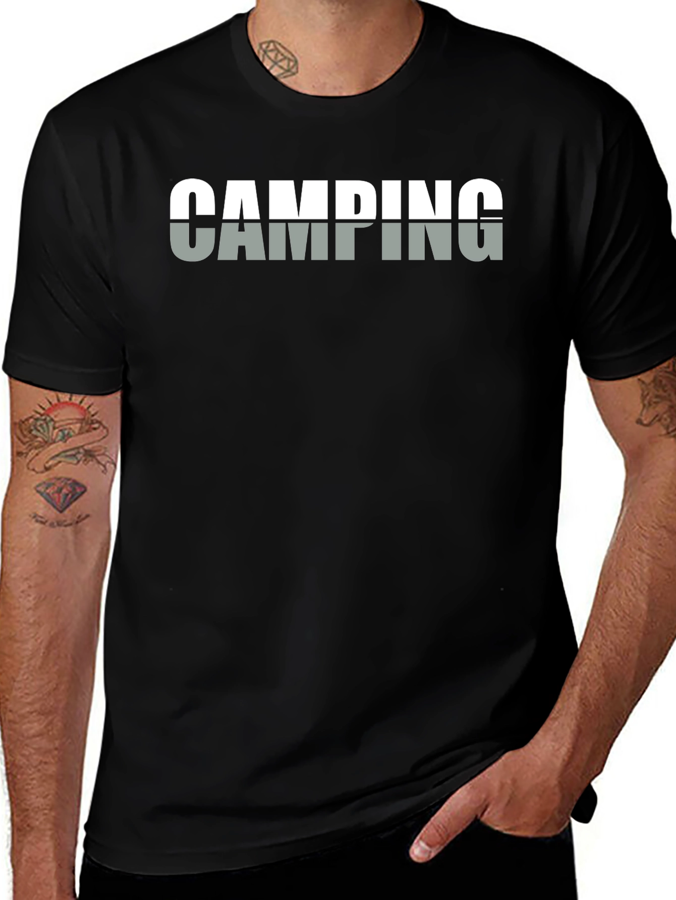 Camping Graphic T-Shirt - Black Cotton Tee