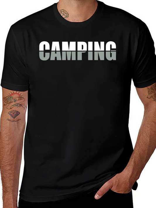 Camping Graphic T-Shirt - Black Cotton Tee