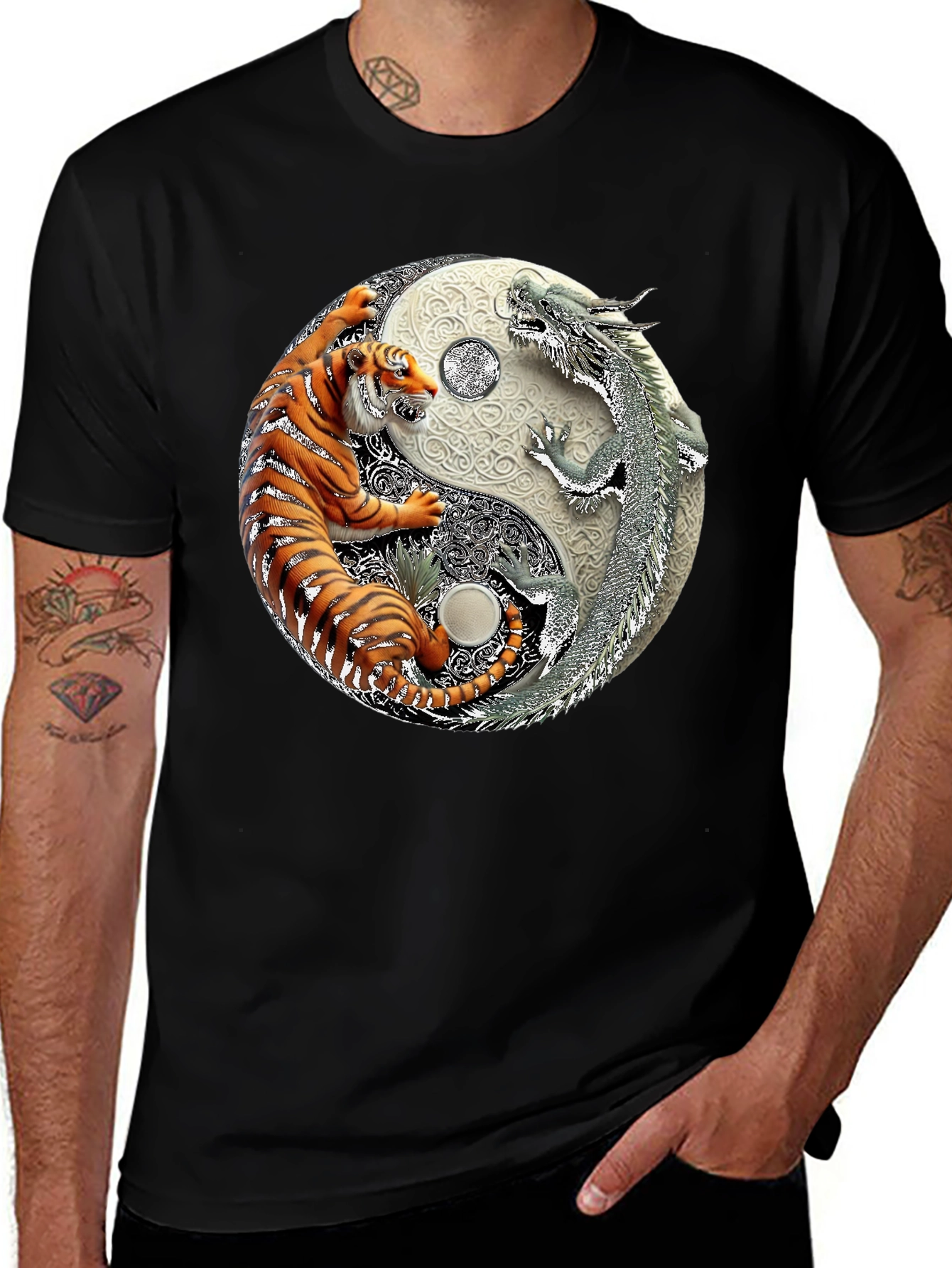 Yin Yang Tiger Dragon Graphic Tee