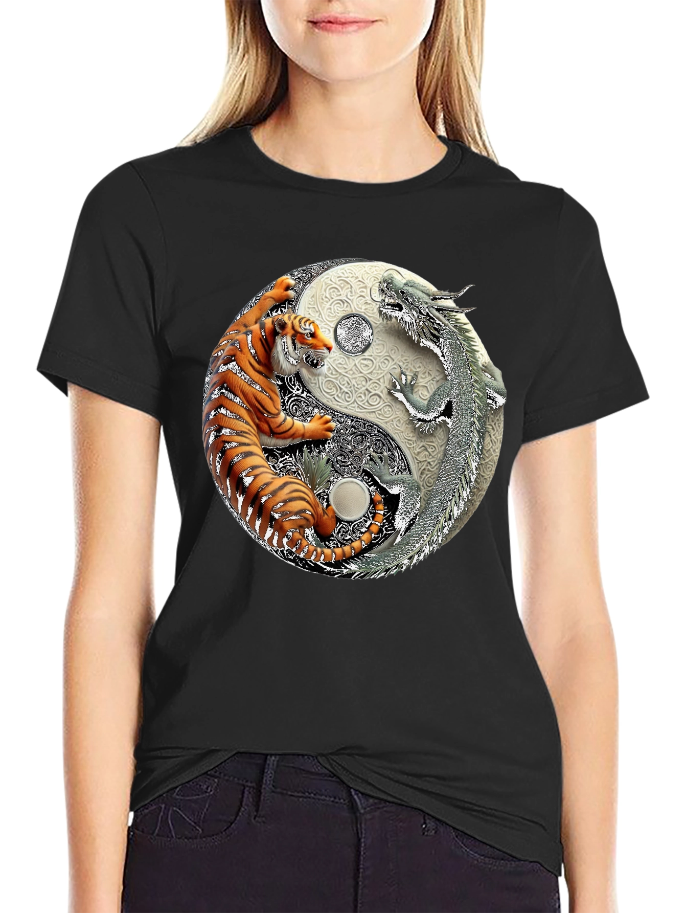Yin Yang Tiger Dragon Graphic Tee