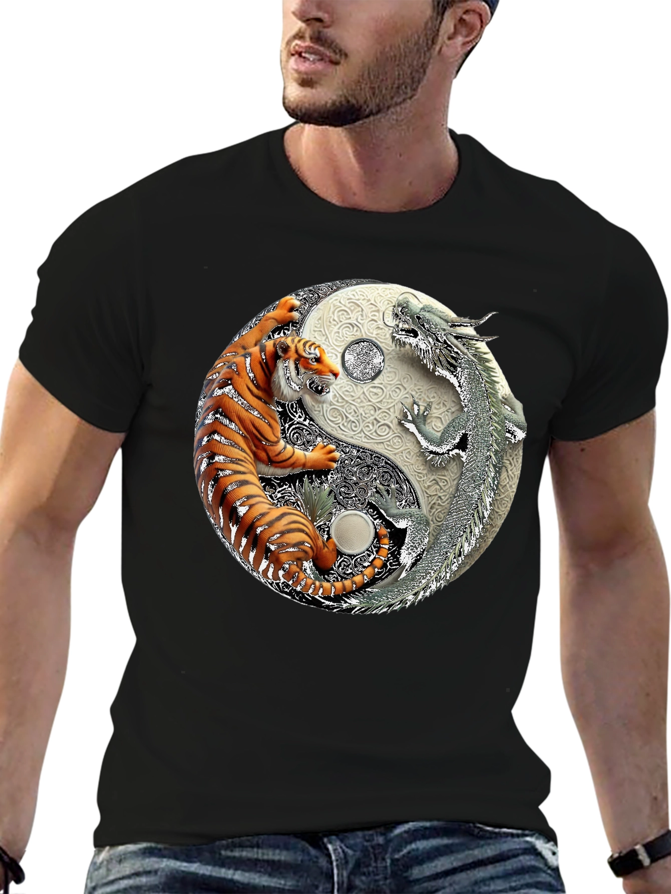 Yin Yang Tiger Dragon Graphic Tee
