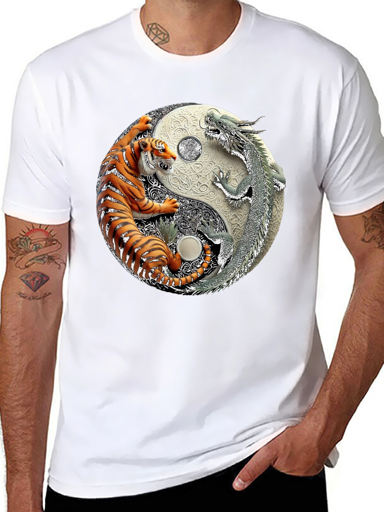 Yin Yang Tiger Dragon Graphic Tee