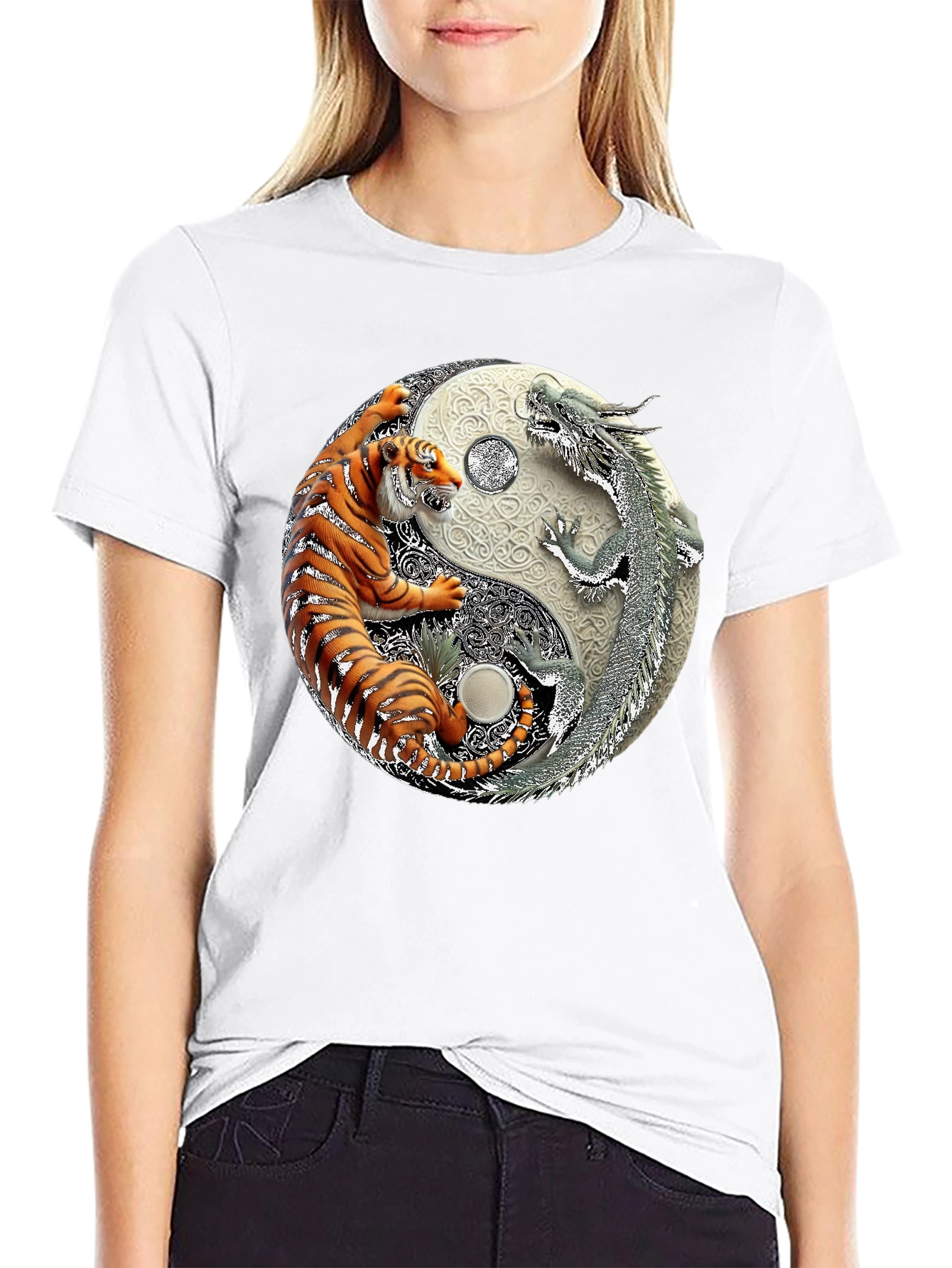 Yin Yang Tiger Dragon Graphic Tee