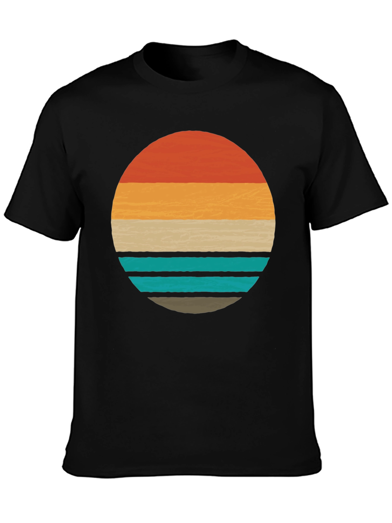 Retro Sunset Graphic Tee - Stylish Mens Black T-Shirt