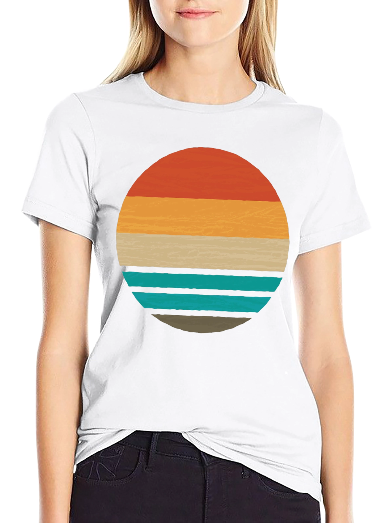 Retro Sunset Graphic Tee - Stylish Mens Black T-Shirt