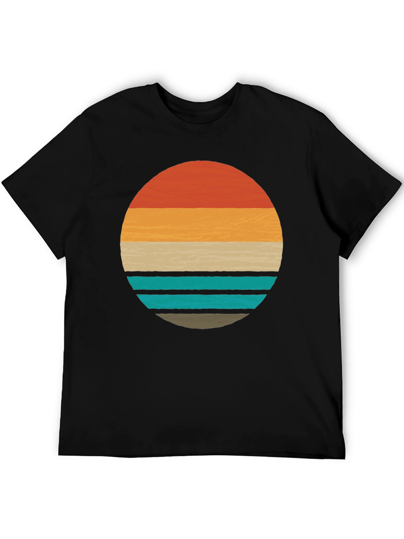 Retro Sunset Graphic Tee - Stylish Mens Black T-Shirt