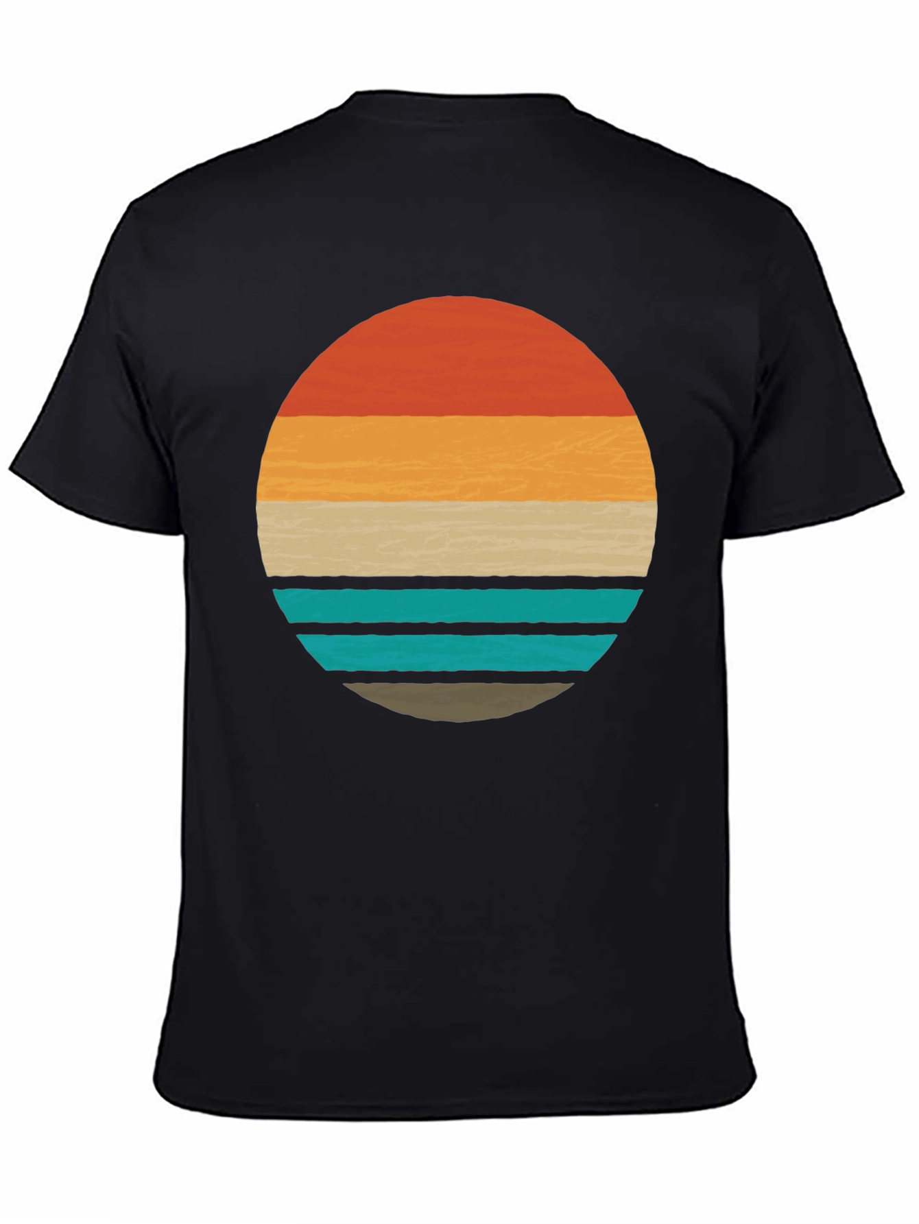 Retro Sunset Graphic Tee - Stylish Mens Black T-Shirt