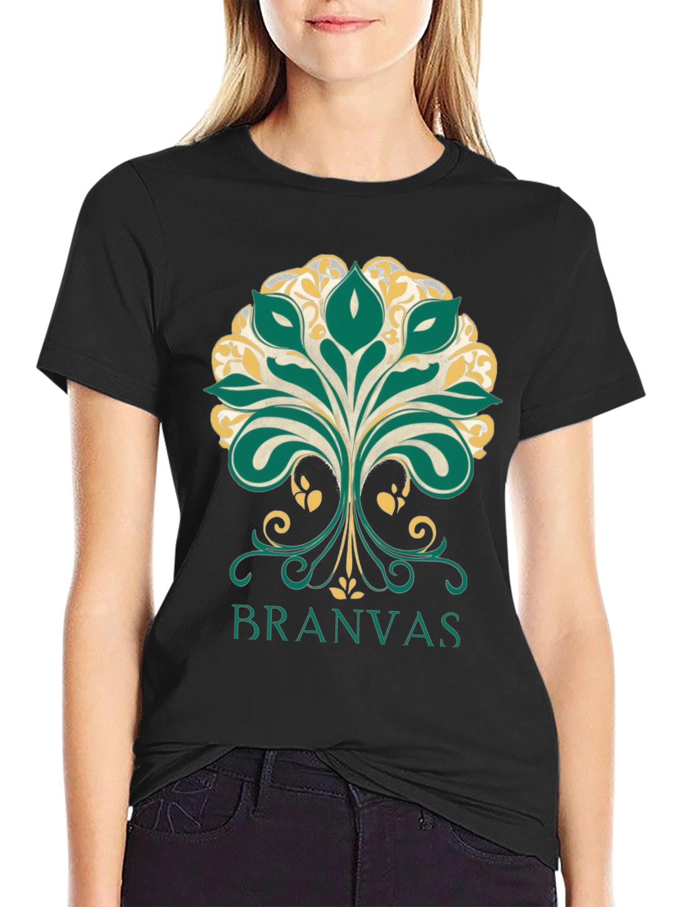 Branvas Tree Graphic Black T-Shirt
