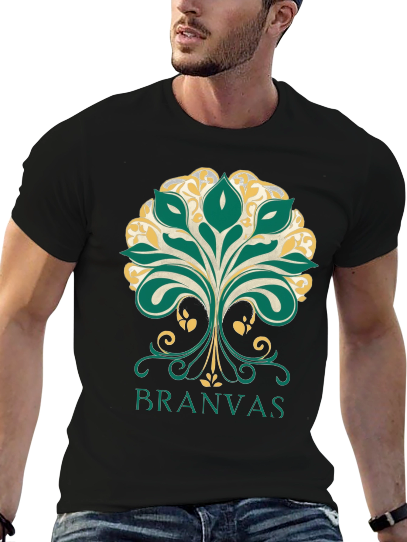 Branvas Tree Graphic Black T-Shirt
