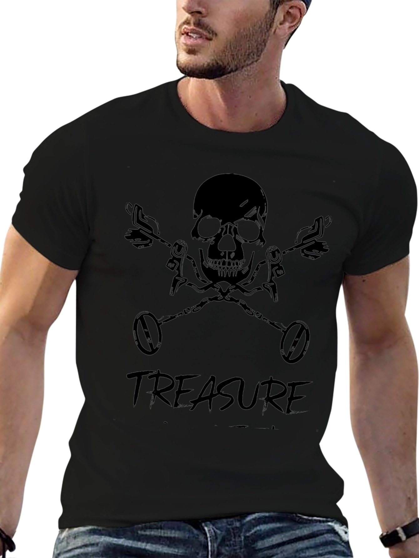 Skull & Metal Detector Treasure T-Shirt
