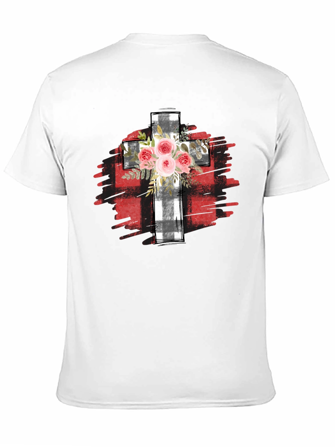 Floral Cross Graphic T-Shirt - Black