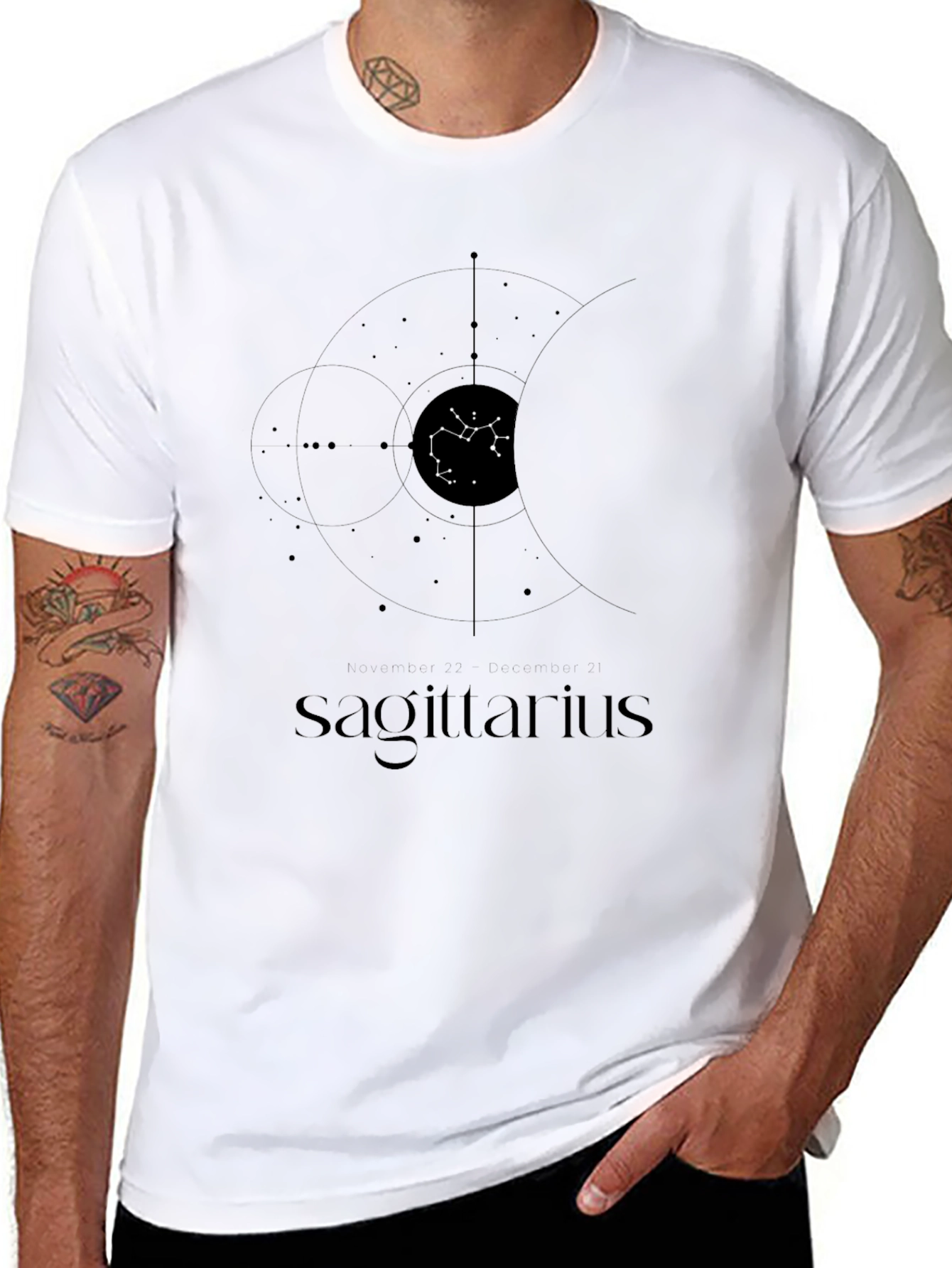 Sagittarius Zodiac Black T-Shirt